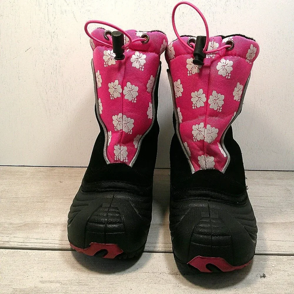 Harsh Snow Boots Winter Boots with Pink Floral Design Size 11 Toddler